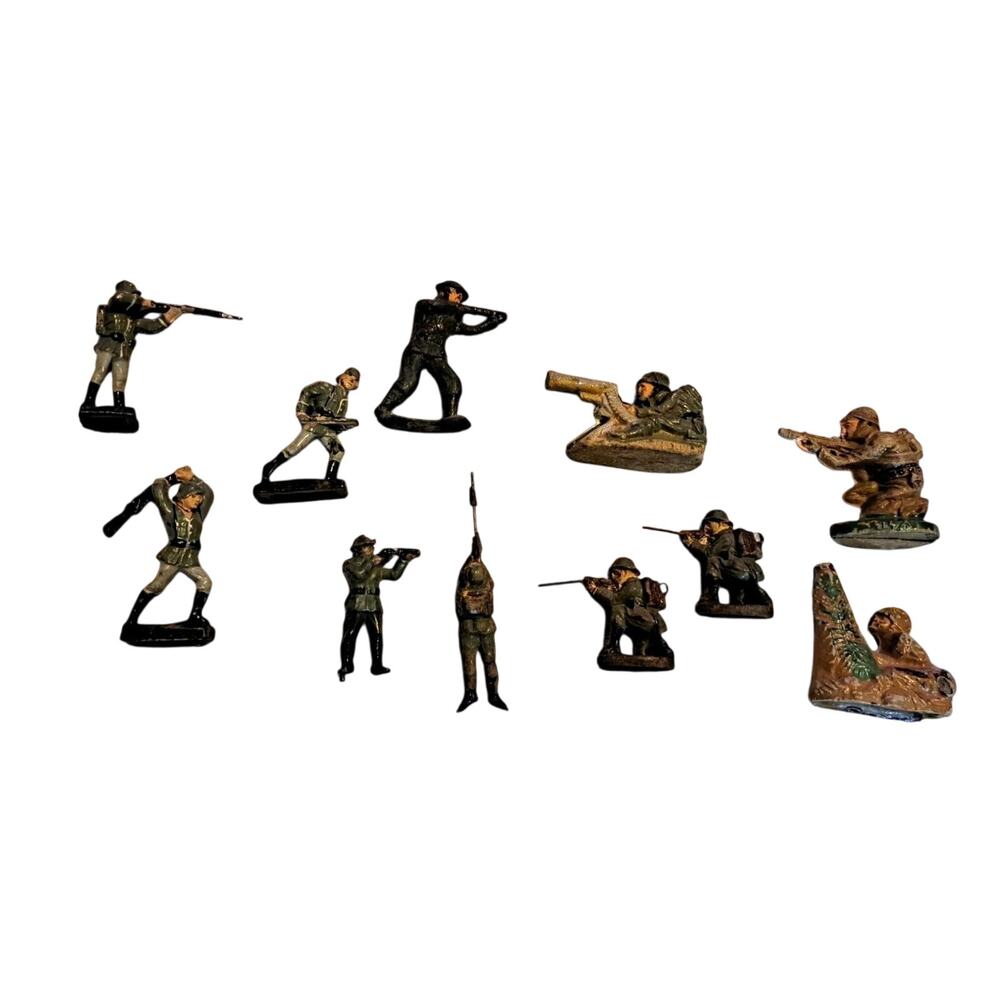 Vintage Army Action Figures Toy Soldiers German American War 11 Pack Assorted